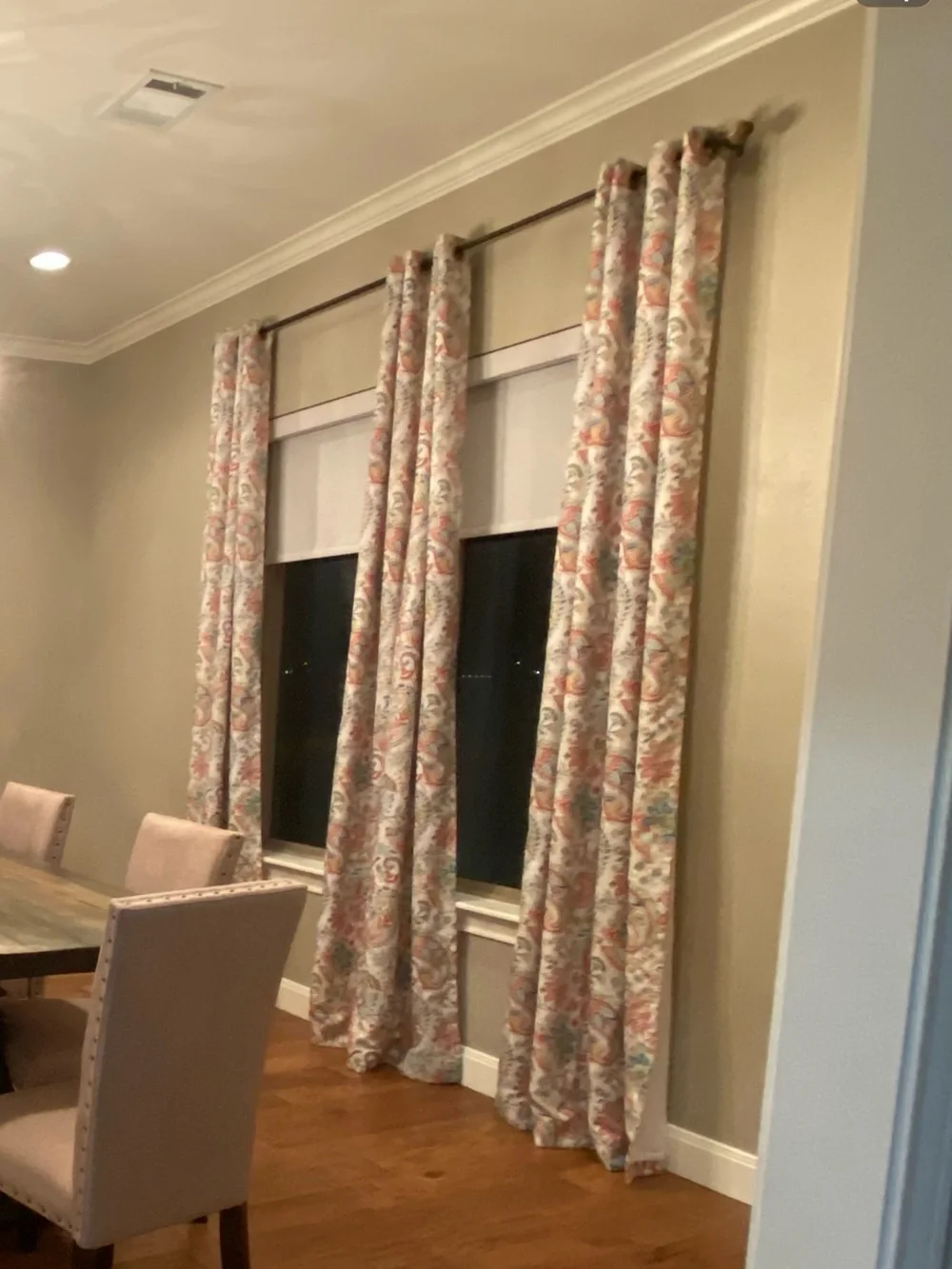 Floral Paisley Pattern Window Curtains in Coral and Teal
